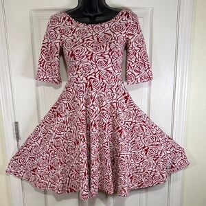 Five Loaves Two Fish Girls Red and White Floral Dress with Pockets Size 14